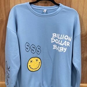 Light Blue "Billion Dollar Baby" Graphic Crewneck Sweatshirt
